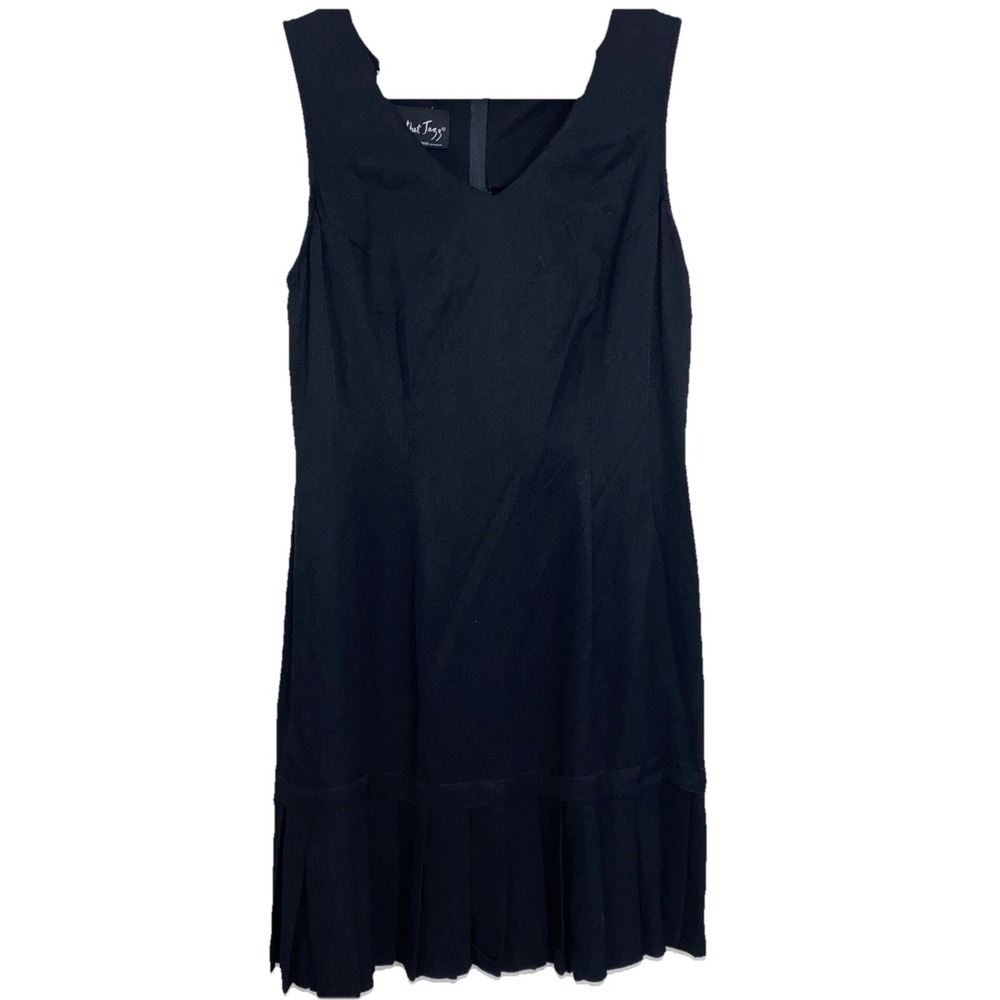 Vintage 90s All That Jazz Skater Dress Womens 7/8 Black Sheath Pleated Hem